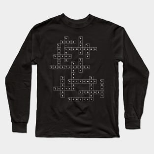 (1962LF-D) Crossword pattern with words from a famous 1962 science fiction book. [Dark Background] Long Sleeve T-Shirt